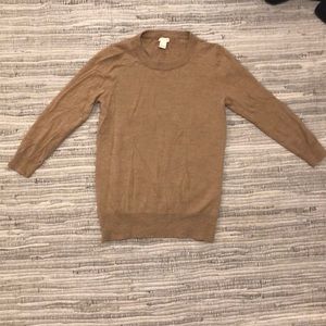J Crew Tan/Brown 3/4 Sleeve Sweater, Size S